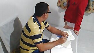 Turning my Indian brother-in-law on at work, he gives me a good blowjob and penetrates my juicy tight pussy