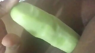 Bhabi masturbates with cucumber