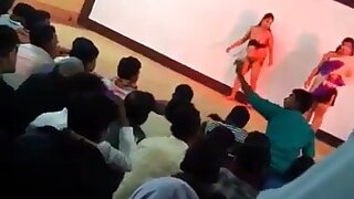 Hot girl does nude dance on stage.