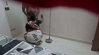 Jerking infront of maid