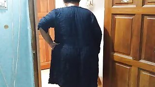 Wife fucked hard with dirty while sweeping in the room - POV